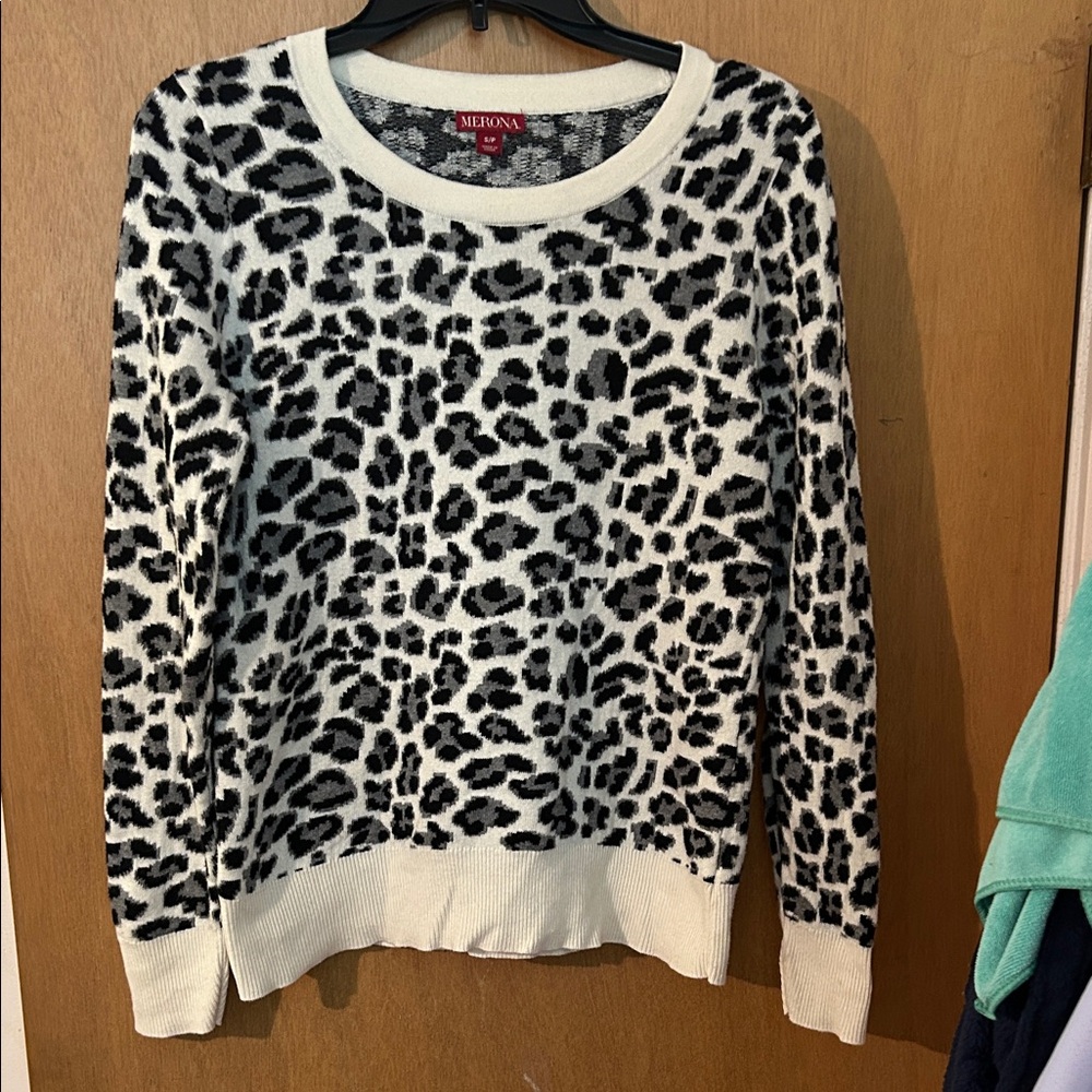 Merona Women's Black and White Animal Print Sweater